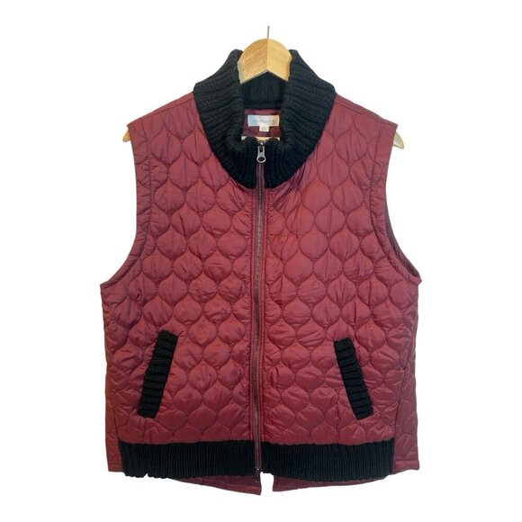 Westbound Dual Pocket Knit Contrast Vest Medium Maroon Full Zip Pockets Fall - Picture 5 of 9